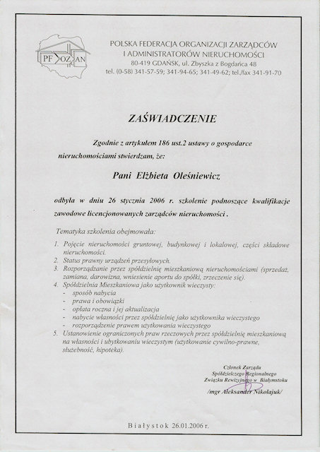 Zawiadczenie